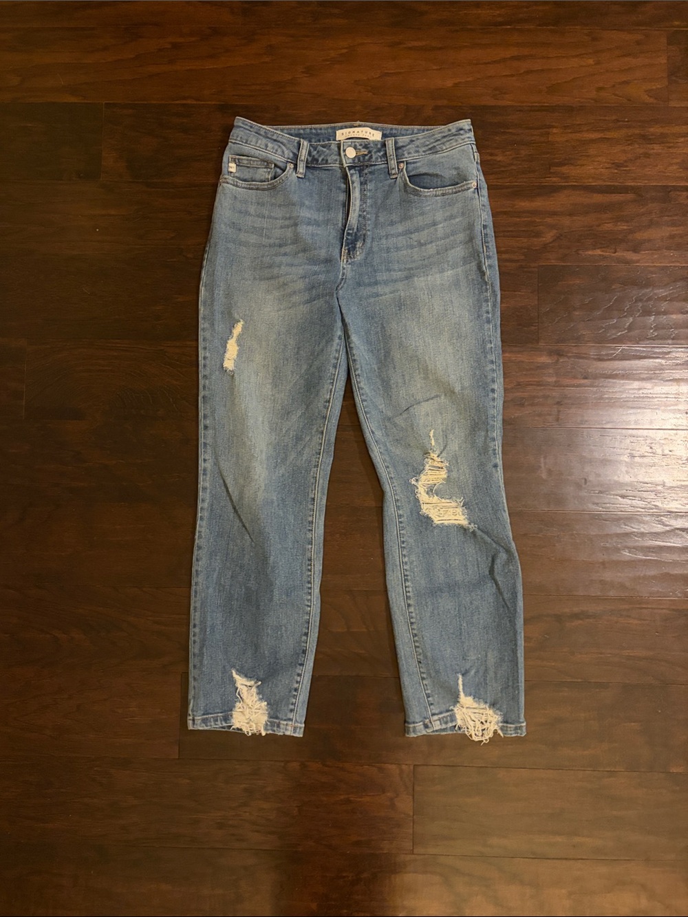 Distressed Light Blue Cropped Jeans by Blank NYC